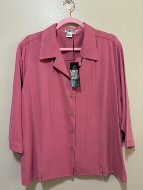 WinterSilks Dusty Rose Button-Down Women's Shirt size 2x
